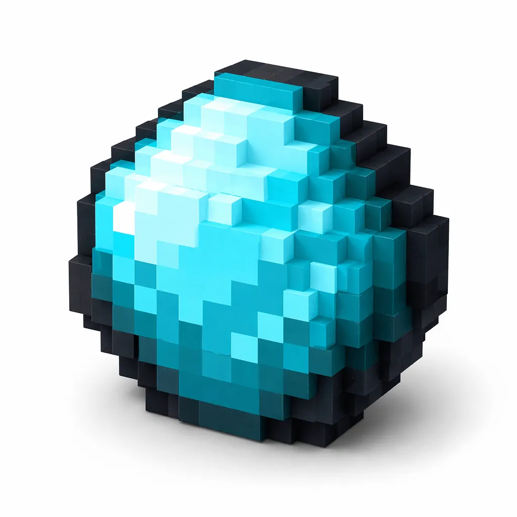 Pixel art illustration of a small dark glow ink sac shining with bright cyan light