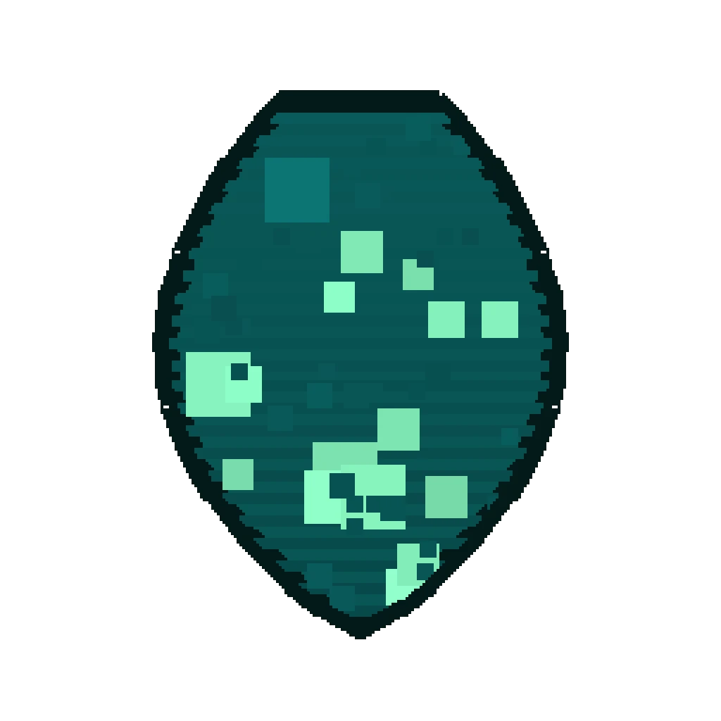 Pixel art illustration of a Glow Squid Spawn Egg with a two-tone speckled shell