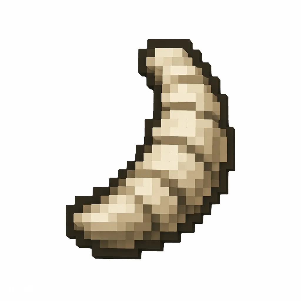 Pixel art illustration of a curved cream-colored goat horn with ridged segments