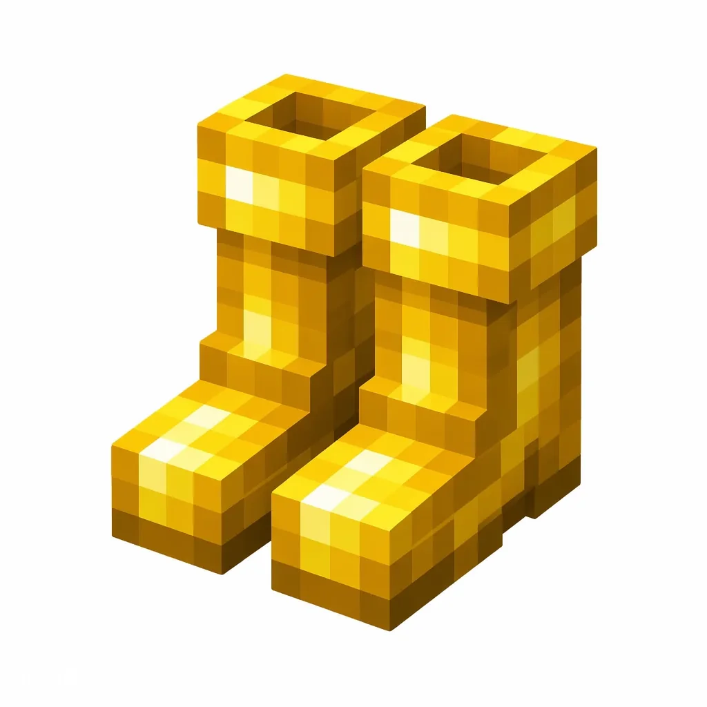 Pixel art illustration of a bright golden boots armor piece