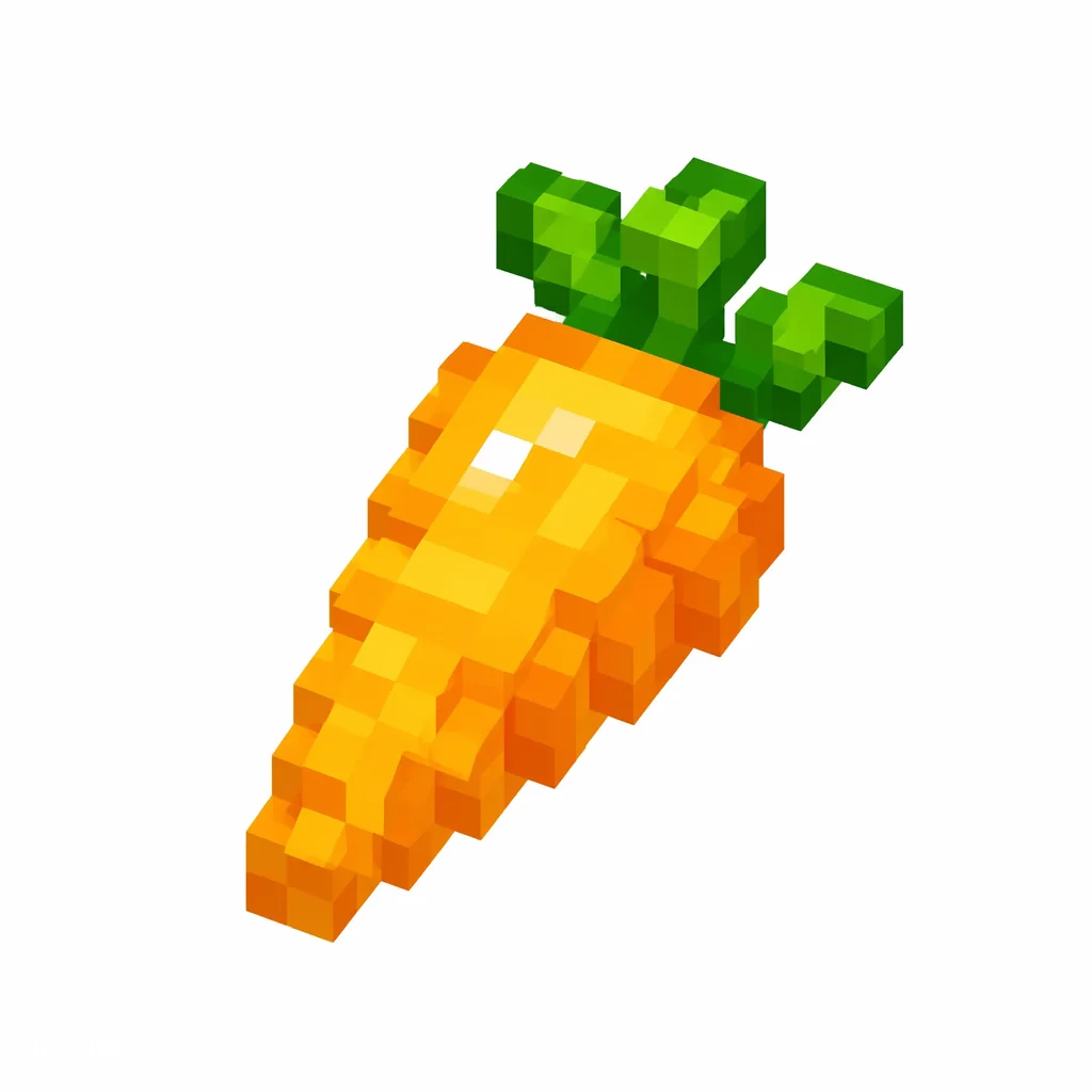 Pixel art illustration of a shiny golden carrot with a small green leafy top