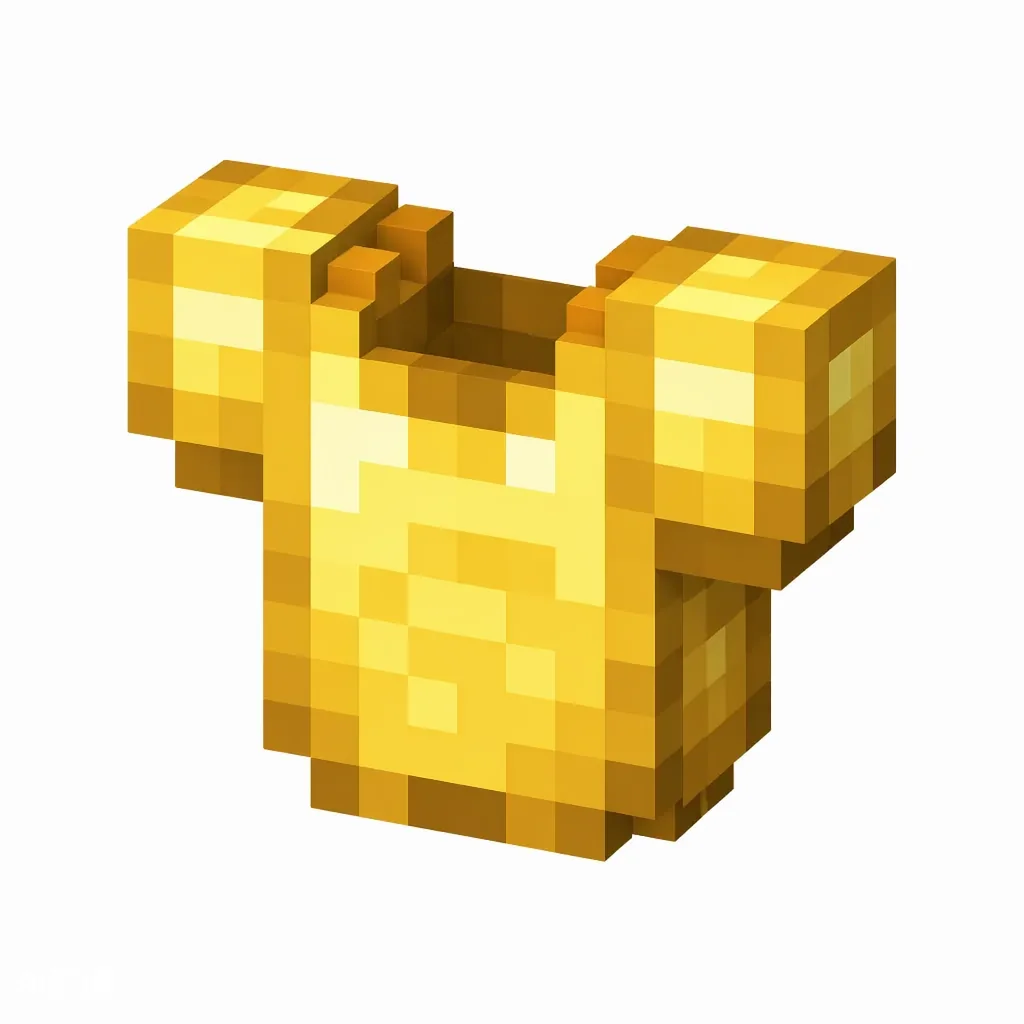 Pixel art illustration of a bright golden chestplate armor piece