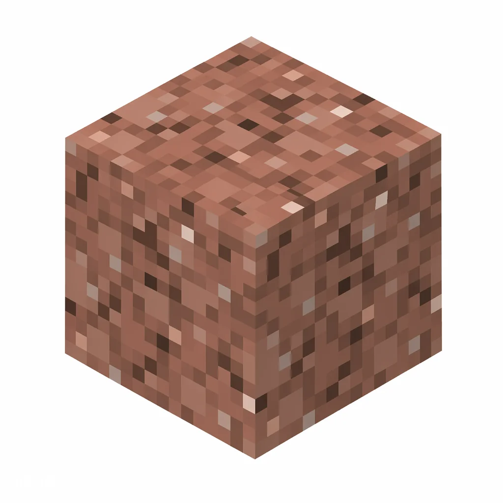 Pixel art illustration of a granite block with a warm pinkish-brown speckled texture