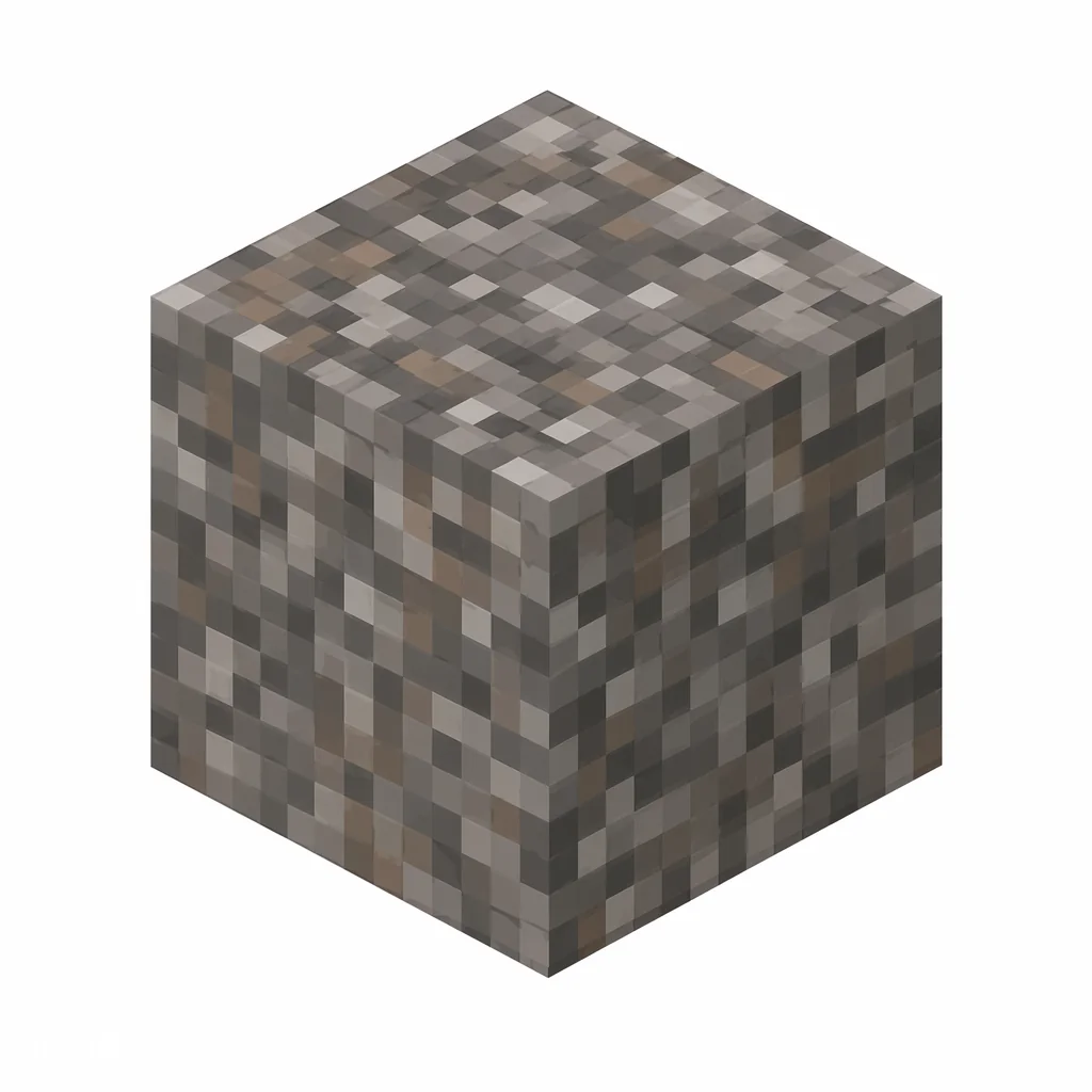 Pixel art illustration of a gray and brown gravel block
