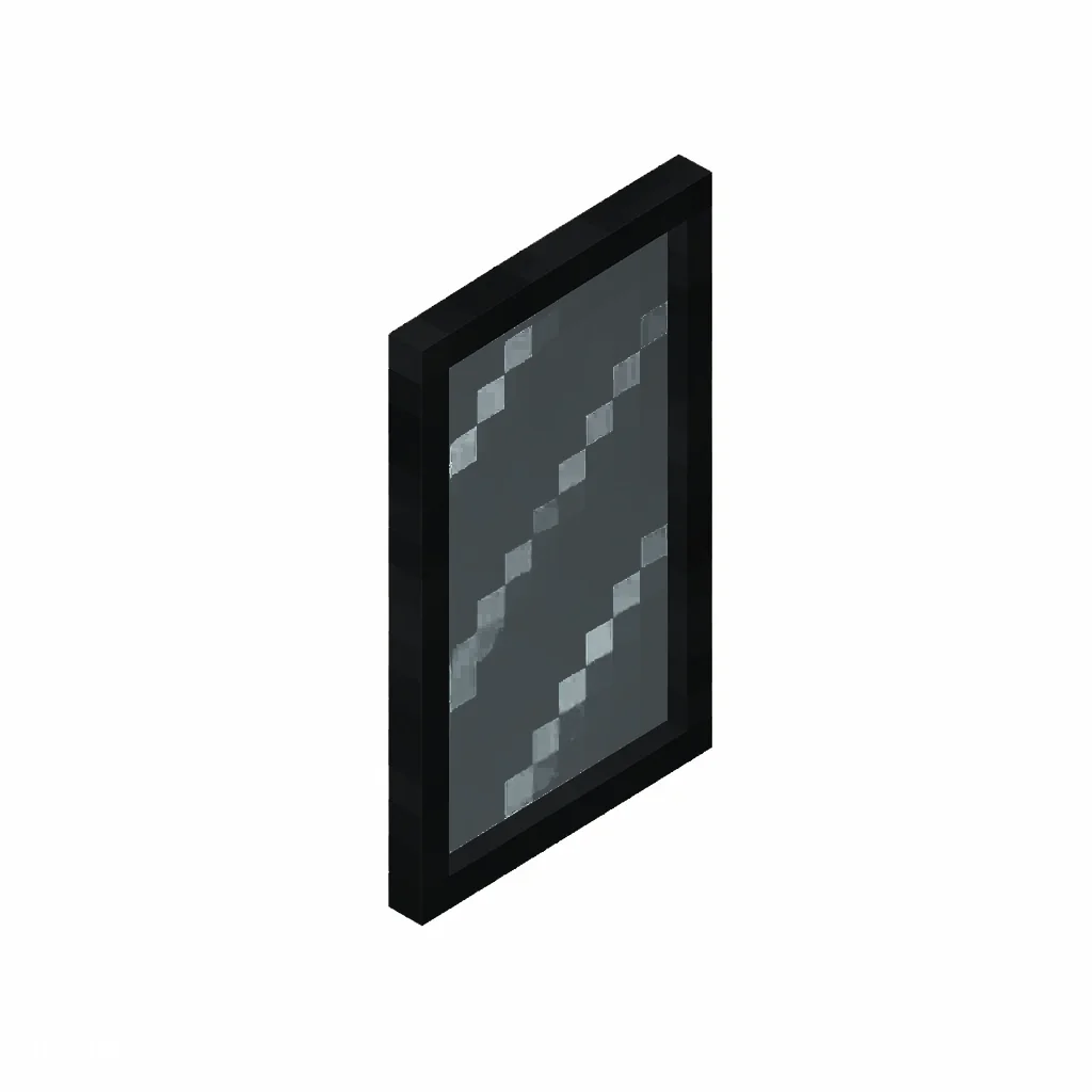 Pixel art illustration of a gray stained glass pane, a thin tinted transparent panel