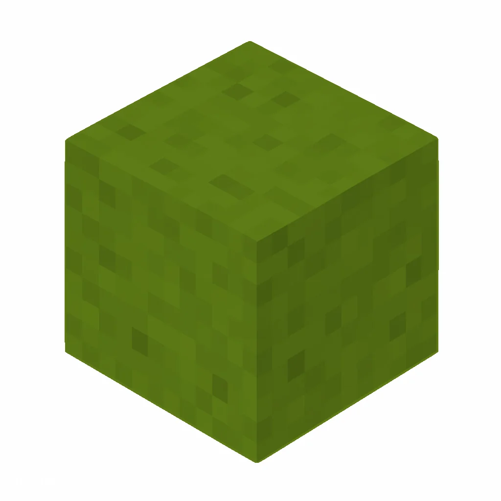 Pixel art illustration of a green wool block with dense green wool fibers