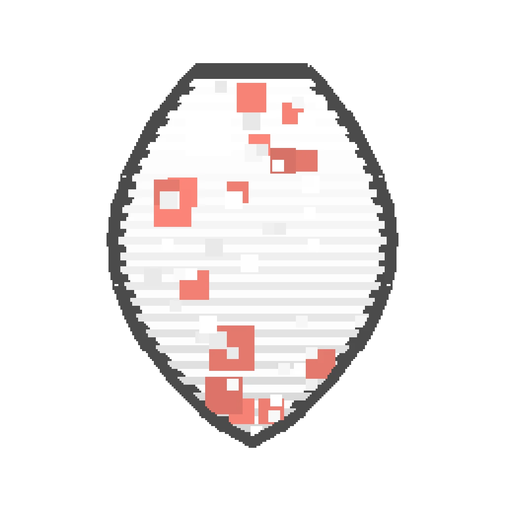 Pixel art illustration of a happy ghast spawn egg with a two-tone speckled shell