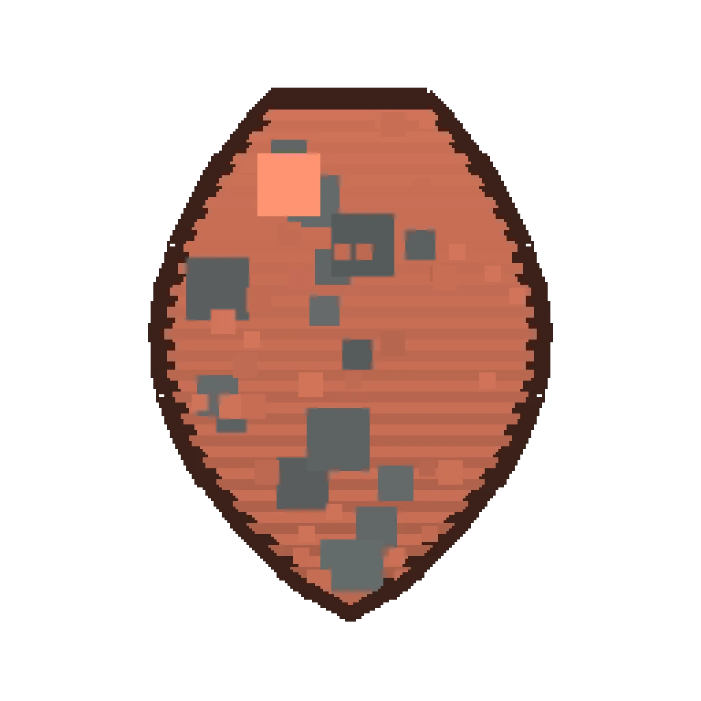 Pixel art illustration of a Hoglin Spawn Egg with a two-tone speckled shell