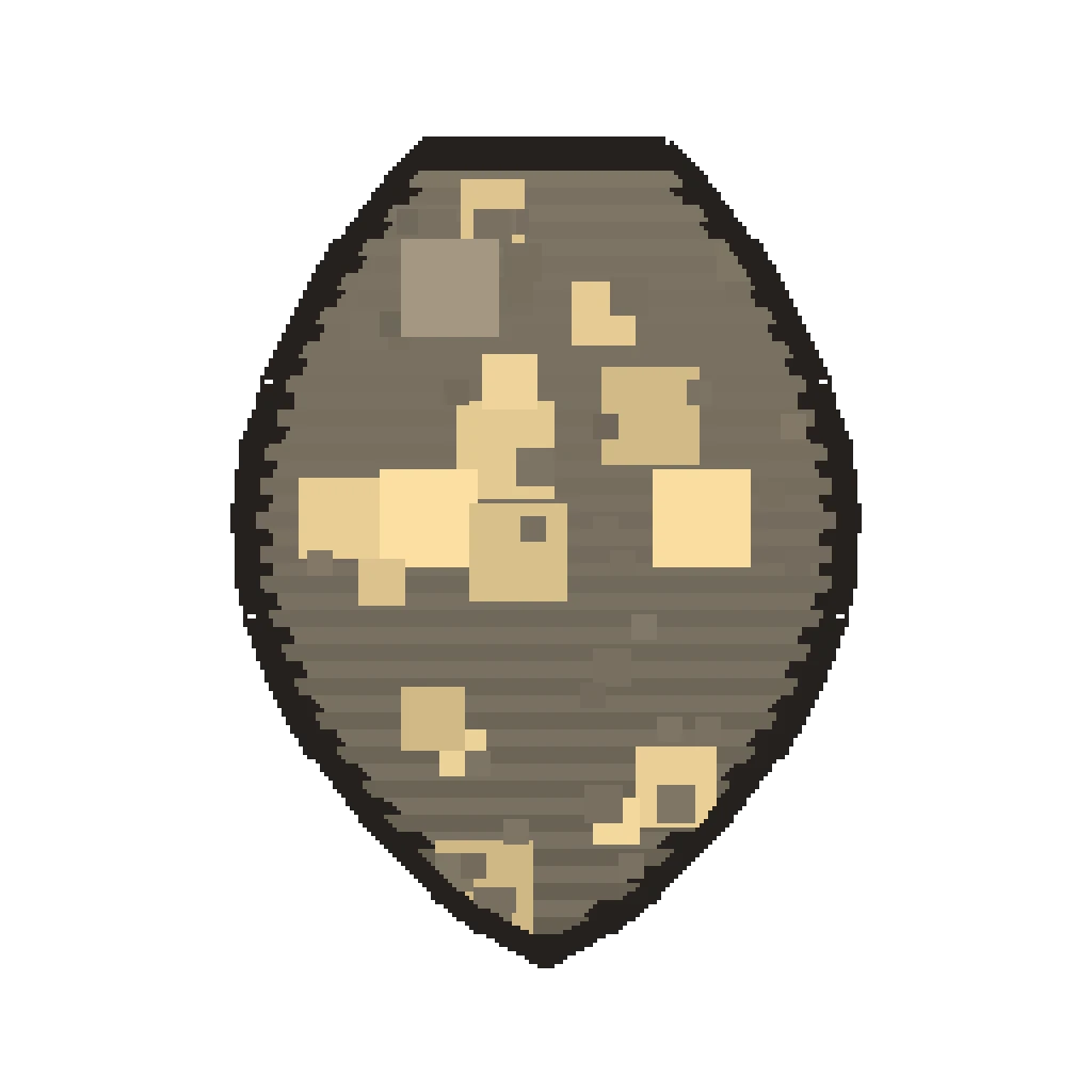 Pixel art illustration of a Husk Spawn Egg with a two-tone speckled shell
