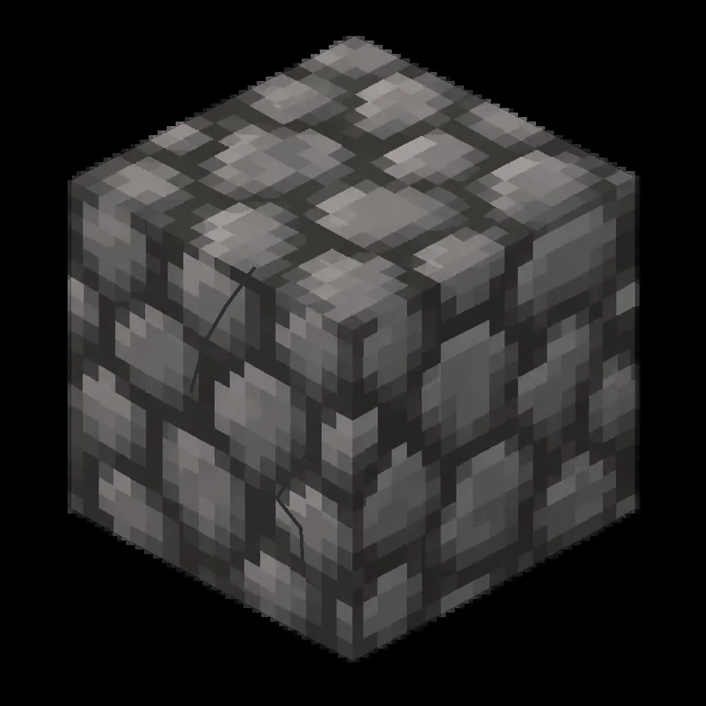 Pixel art illustration of a cobblestone with subtle silverfish bore marks