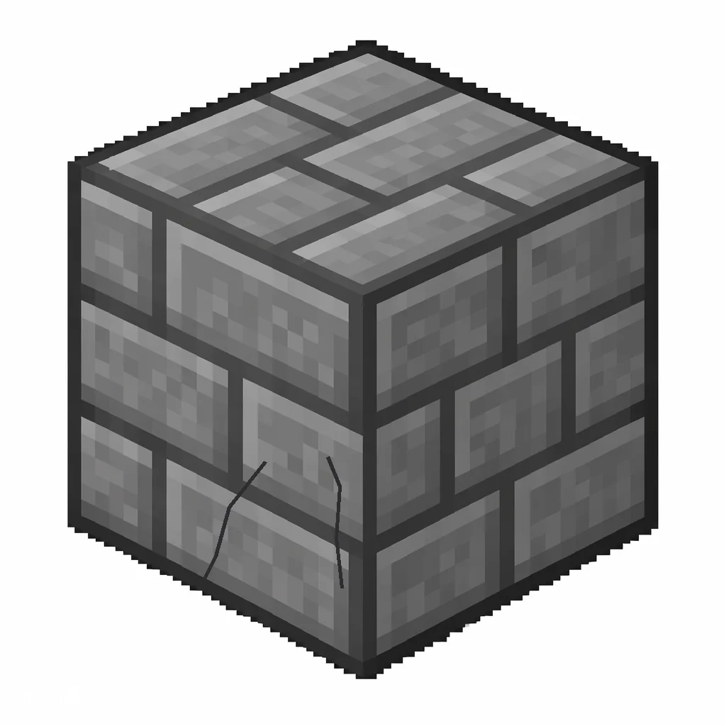 Pixel art illustration of a stone bricks with subtle silverfish bore marks