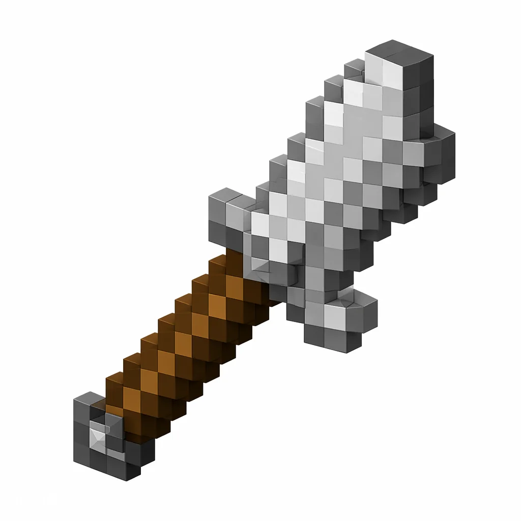 Original pixel art Iron Axe icon with a silvery head and wooden handle