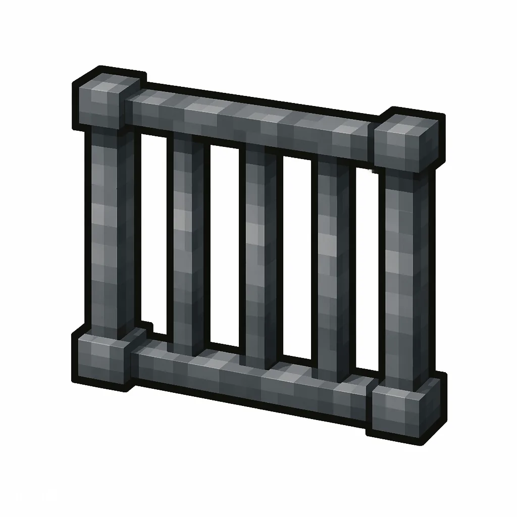 Pixel art illustration of an iron bars in chunky voxel game style
