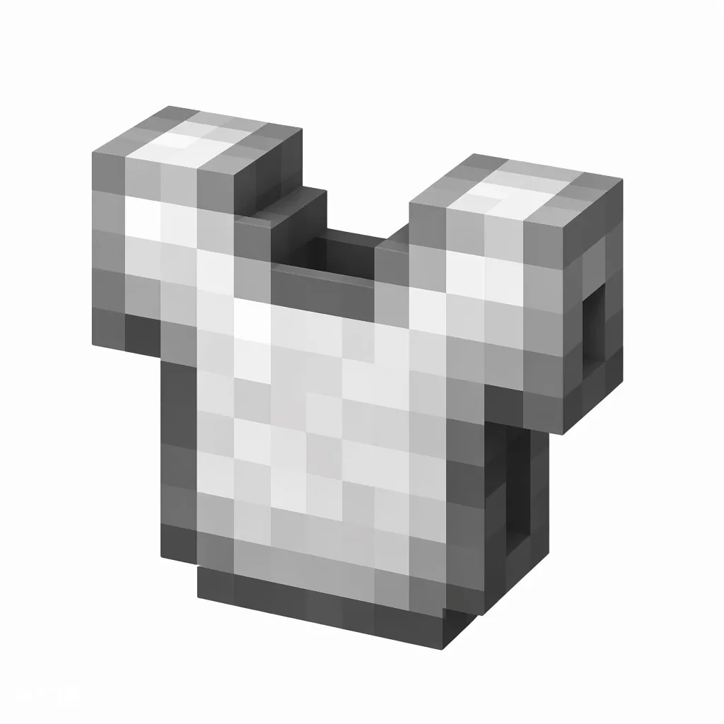 Pixel art illustration of a silvery-white iron chestplate armor piece