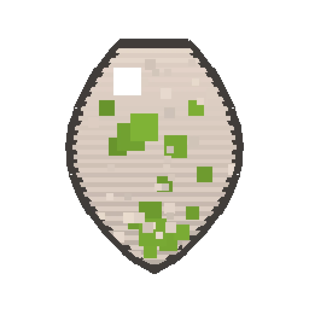 Pixel art illustration of an Iron Golem Spawn Egg with a two-tone speckled shell