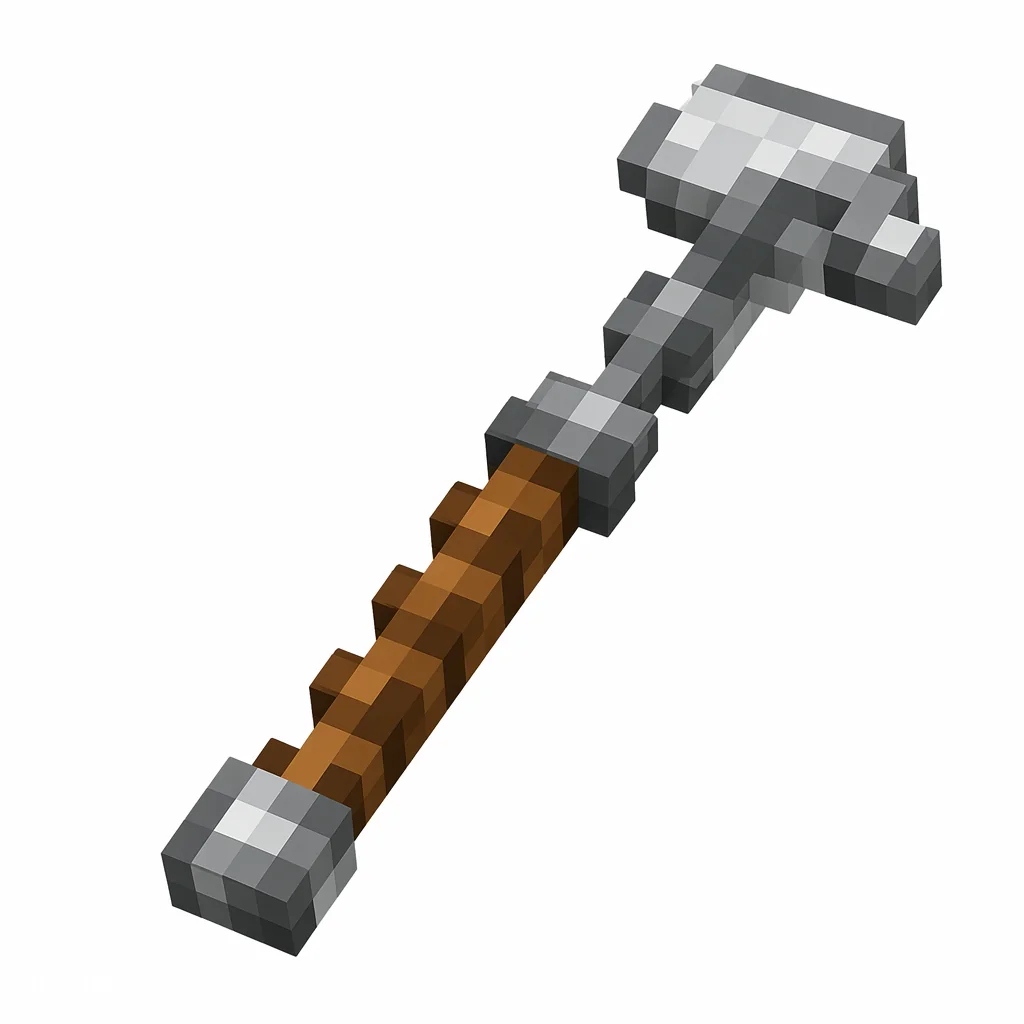 Original pixel art Iron Hoe icon with a silvery head and wooden handle