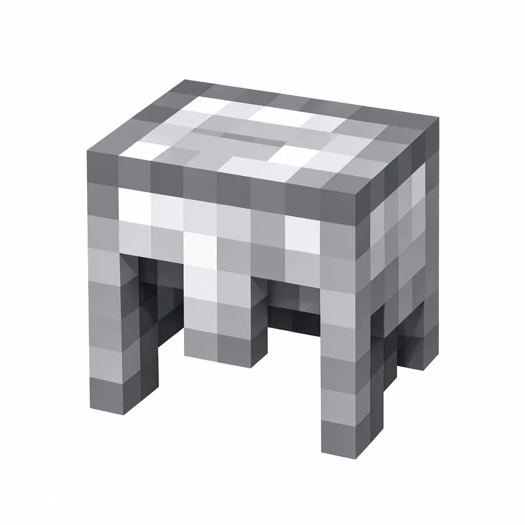 Pixel art illustration of a silvery-white iron leggings armor piece