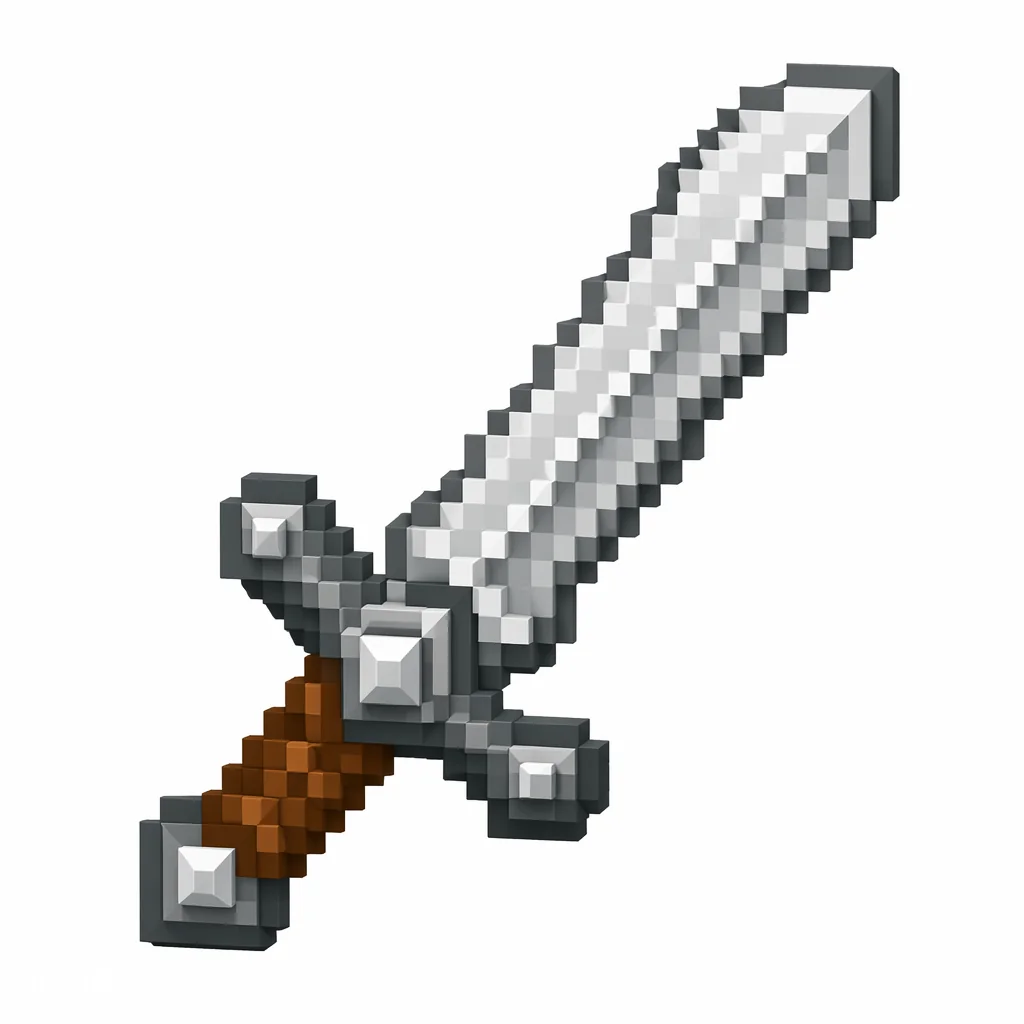 Original pixel art Iron Sword icon with a silvery-white blade and brown hilt