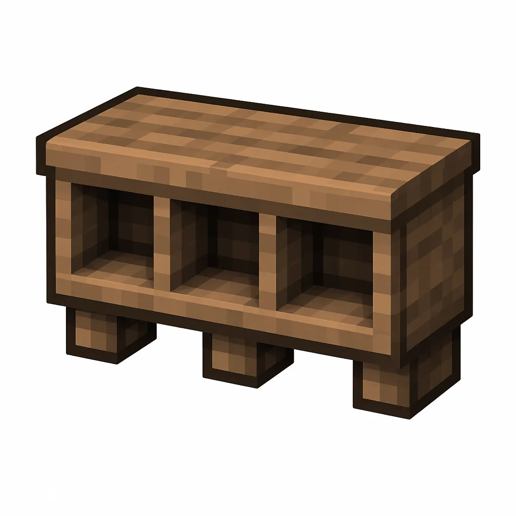 Pixel art illustration of a jungle wall shelf with three display cubbies