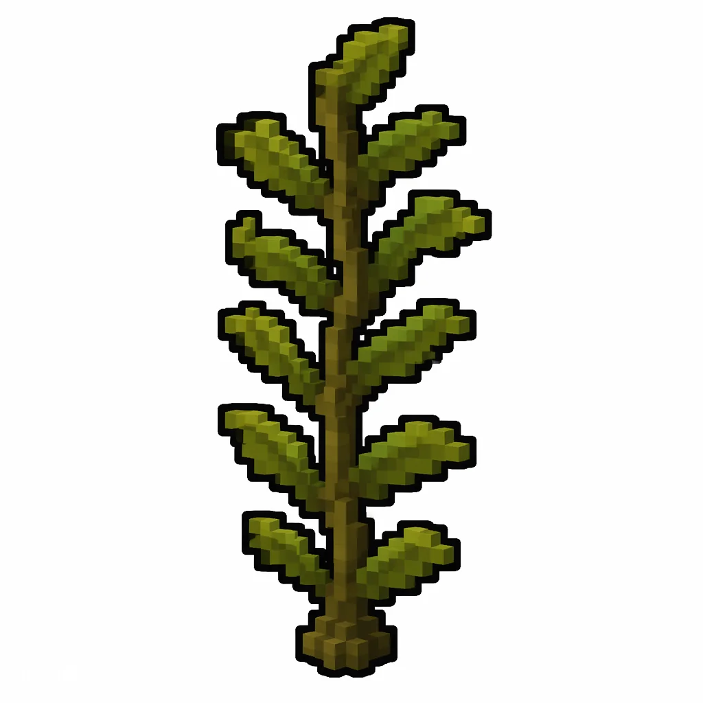 Pixel art illustration of a kelp in chunky voxel game style