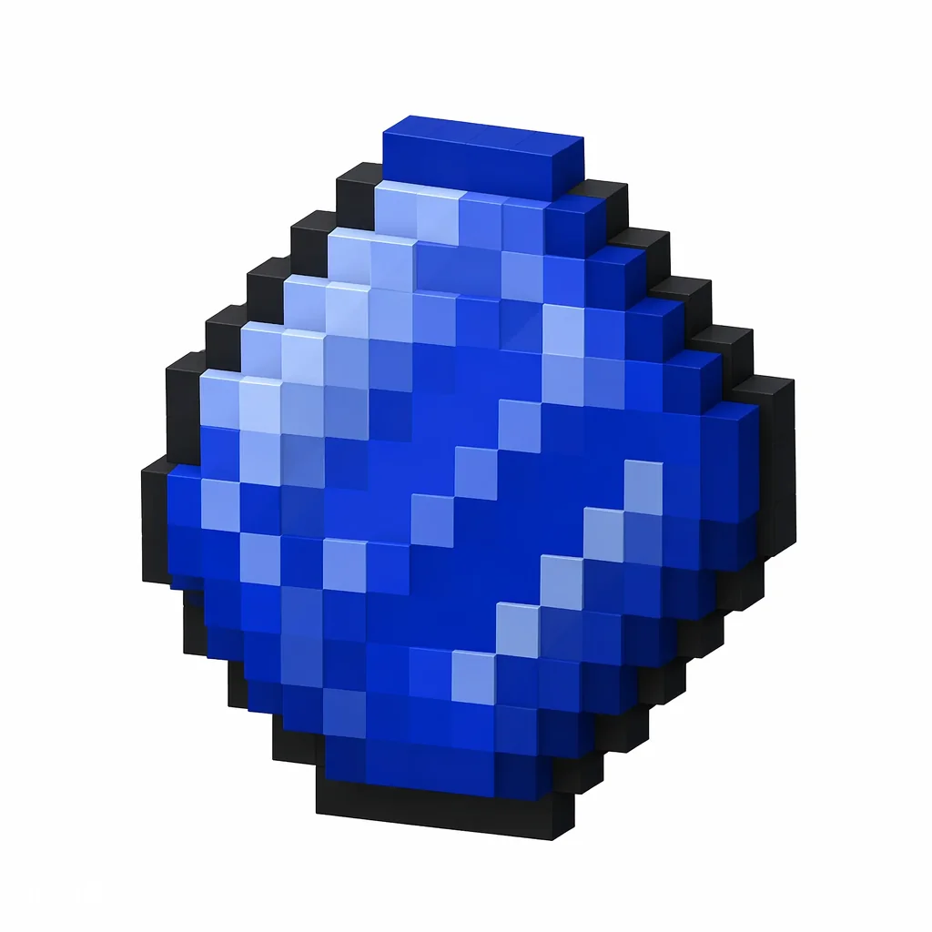 Pixel art illustration of a deep royal blue lapis lazuli gem chunk