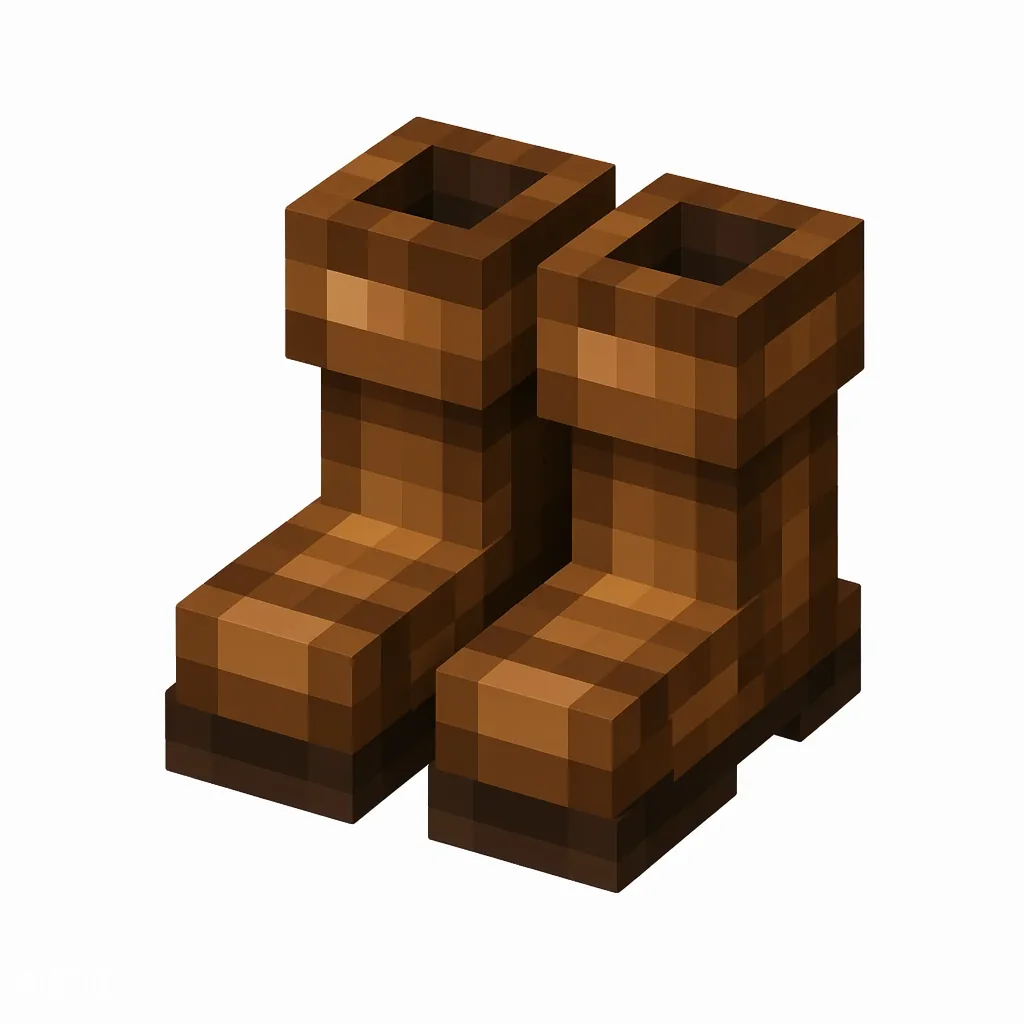 Pixel art illustration of a brown leather boots armor piece