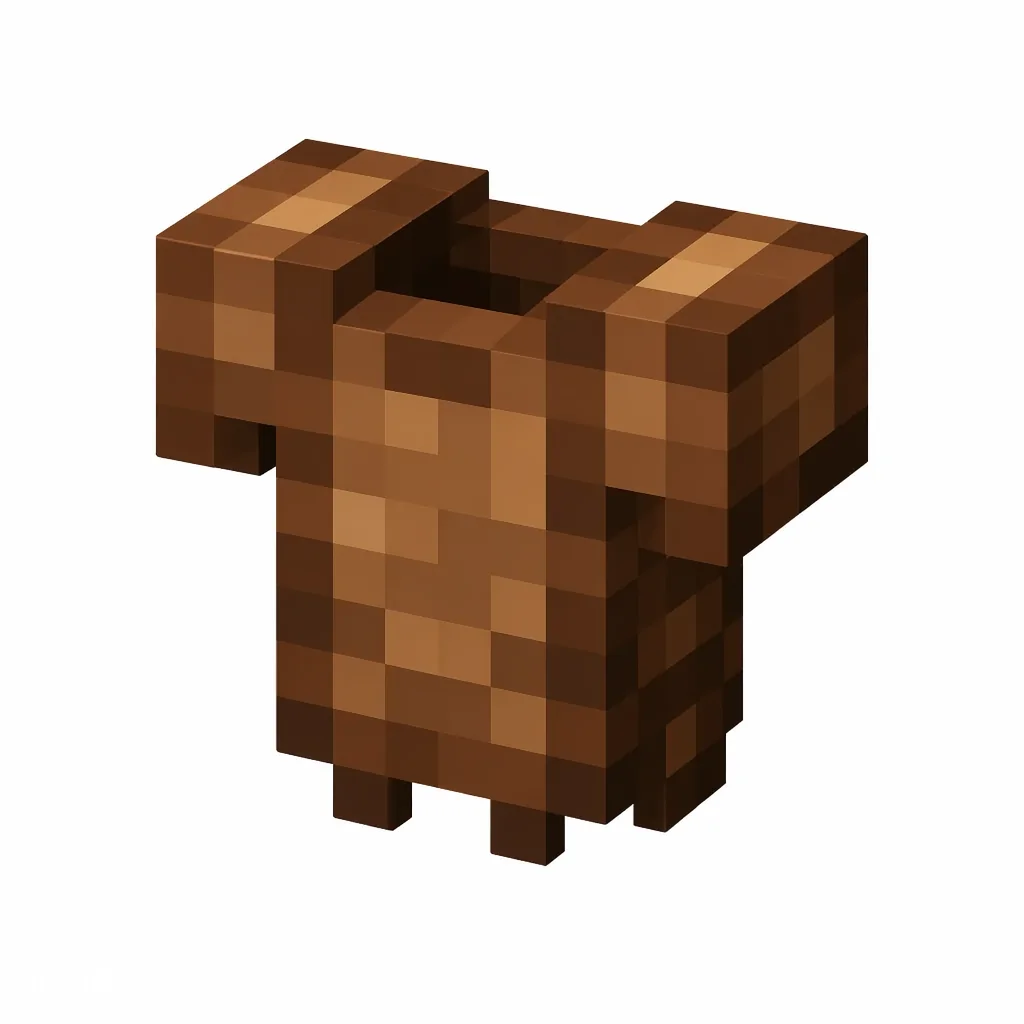 Pixel art illustration of a brown leather chestplate armor piece