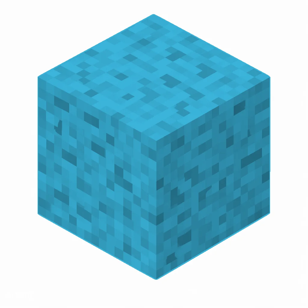 Pixel art illustration of a light blue concrete powder block with a grainy powder texture