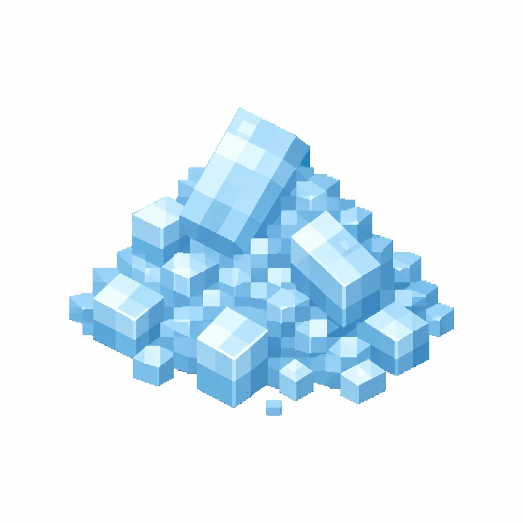 Pixel art illustration of a small pile of light sky blue dye powder with scattered grains