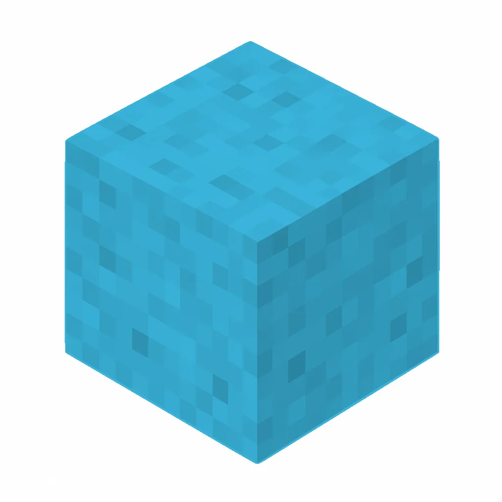 Pixel art illustration of a light blue wool block with dense light blue wool fibers