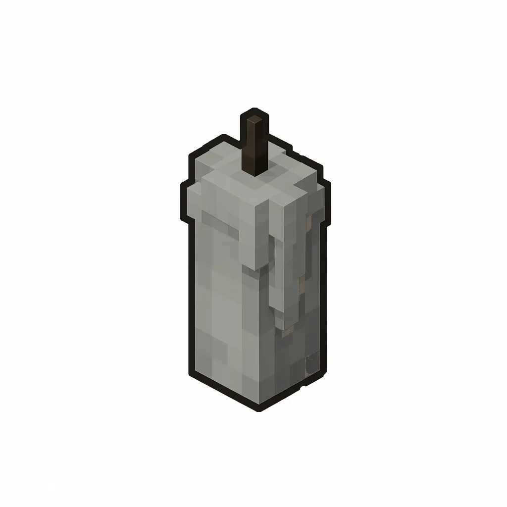 Pixel art illustration of an unlit light gray candle with soft wax drips and a dark wick