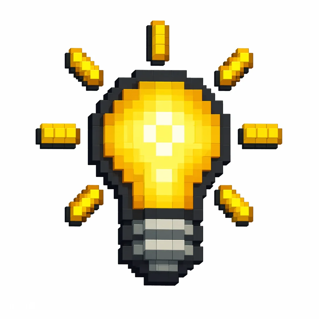 Pixel art illustration of a light block icon, a glowing yellow bulb