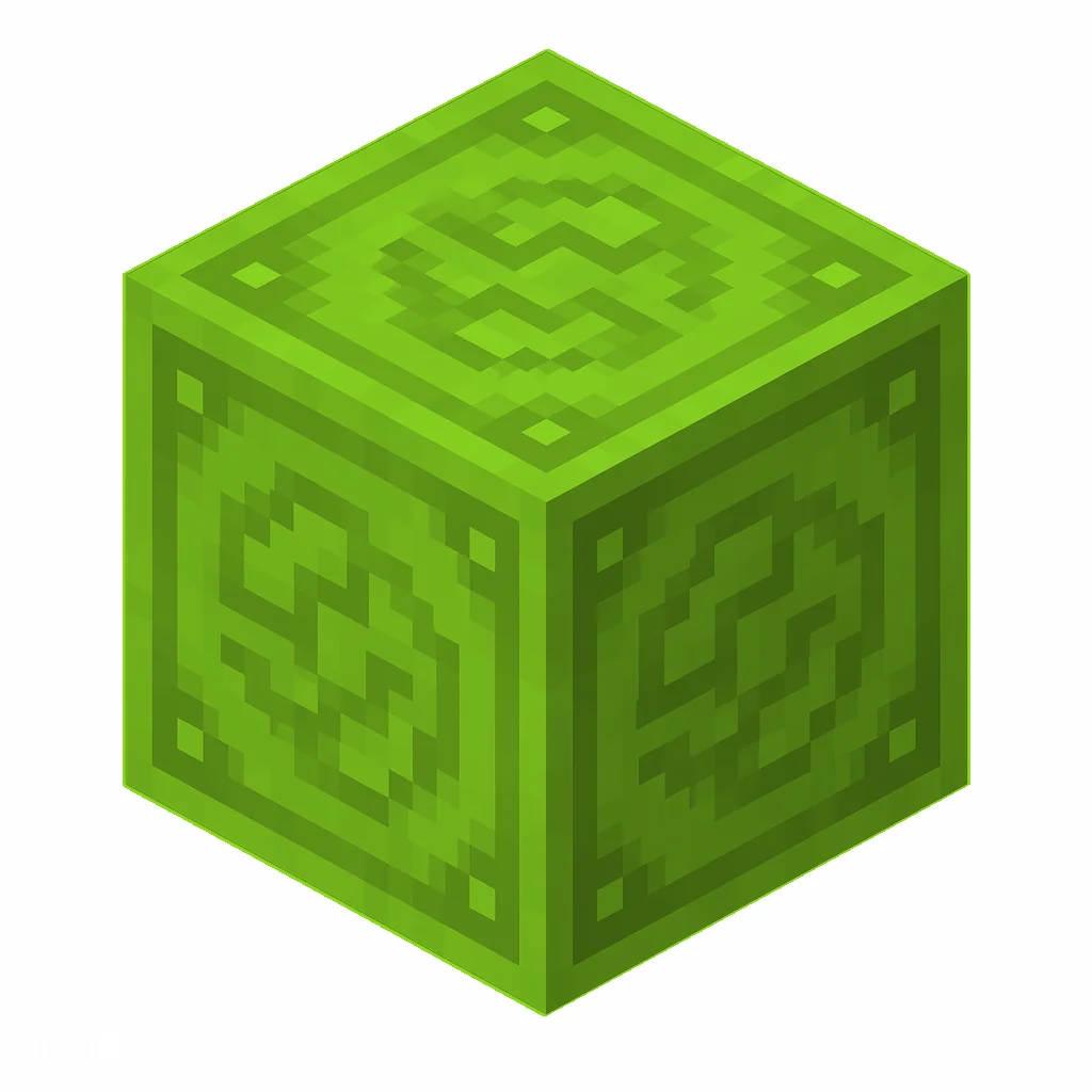 Pixel art illustration of a lime glazed terracotta block with a swirling ornate pattern