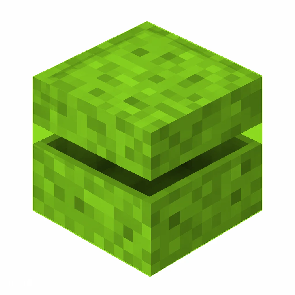 Pixel art illustration of a lime shulker box with a raised clam-shell lid