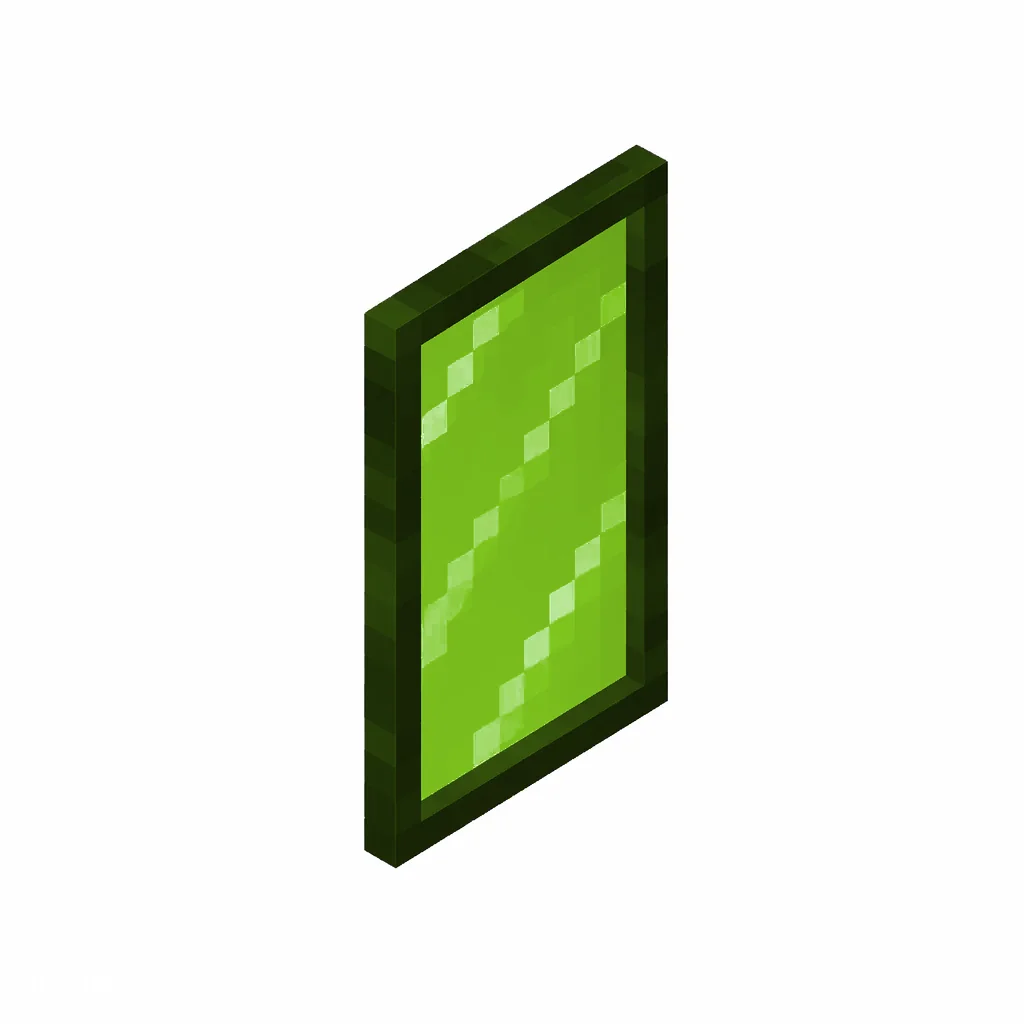 Pixel art illustration of a lime stained glass pane, a thin tinted transparent panel
