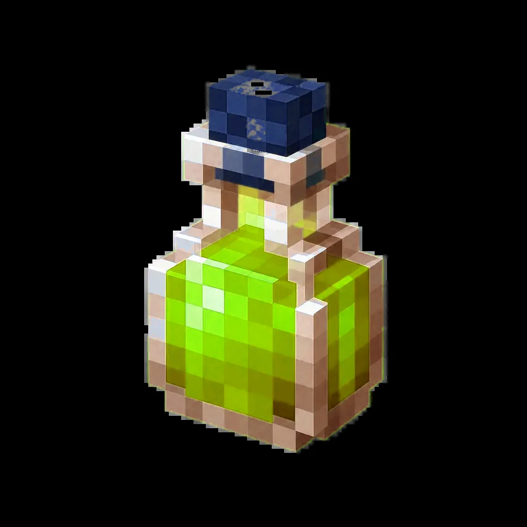Pixel art illustration of a lingering potion in chunky voxel game style