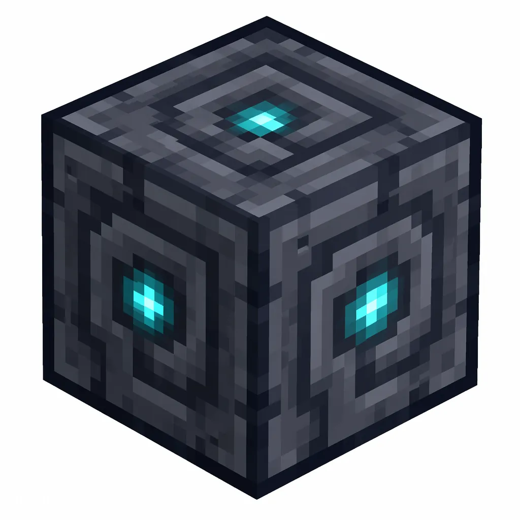 Pixel art illustration of a lodestone in chunky voxel game style