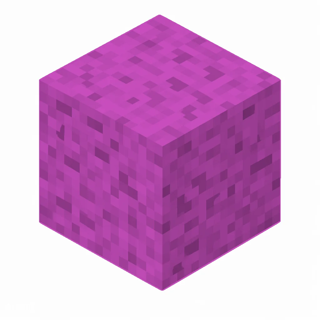 Pixel art illustration of a magenta concrete powder block with a grainy powder texture