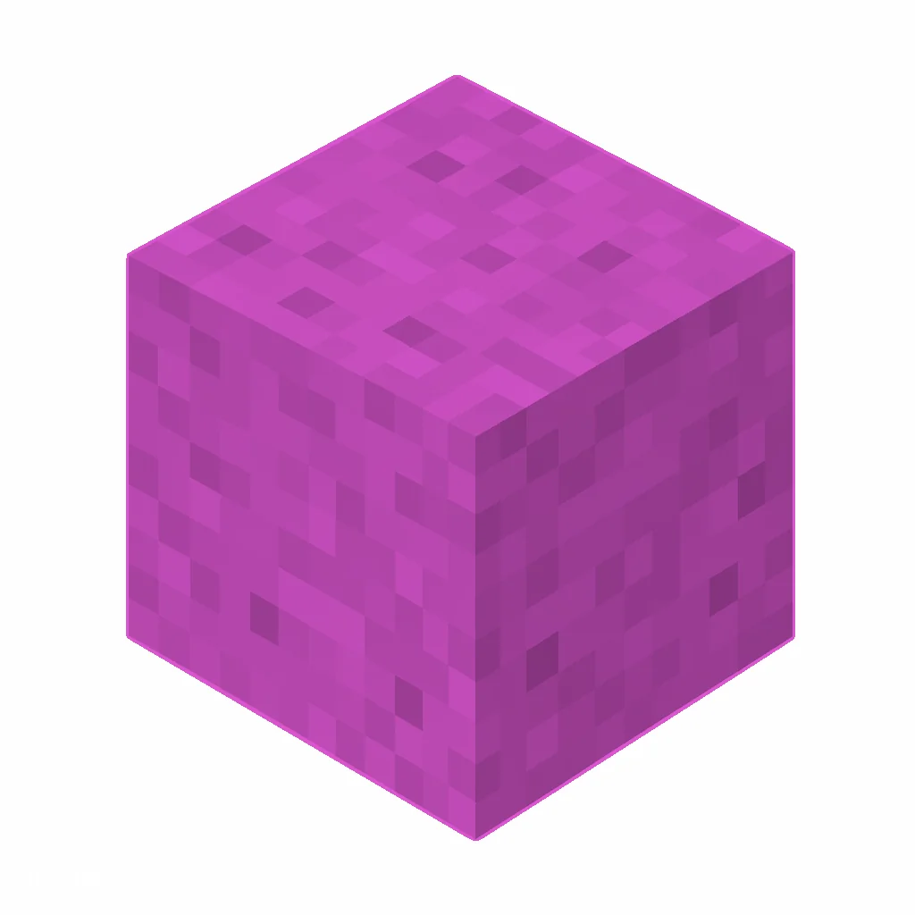 Pixel art illustration of a magenta terracotta block with a smooth matte magenta clay texture