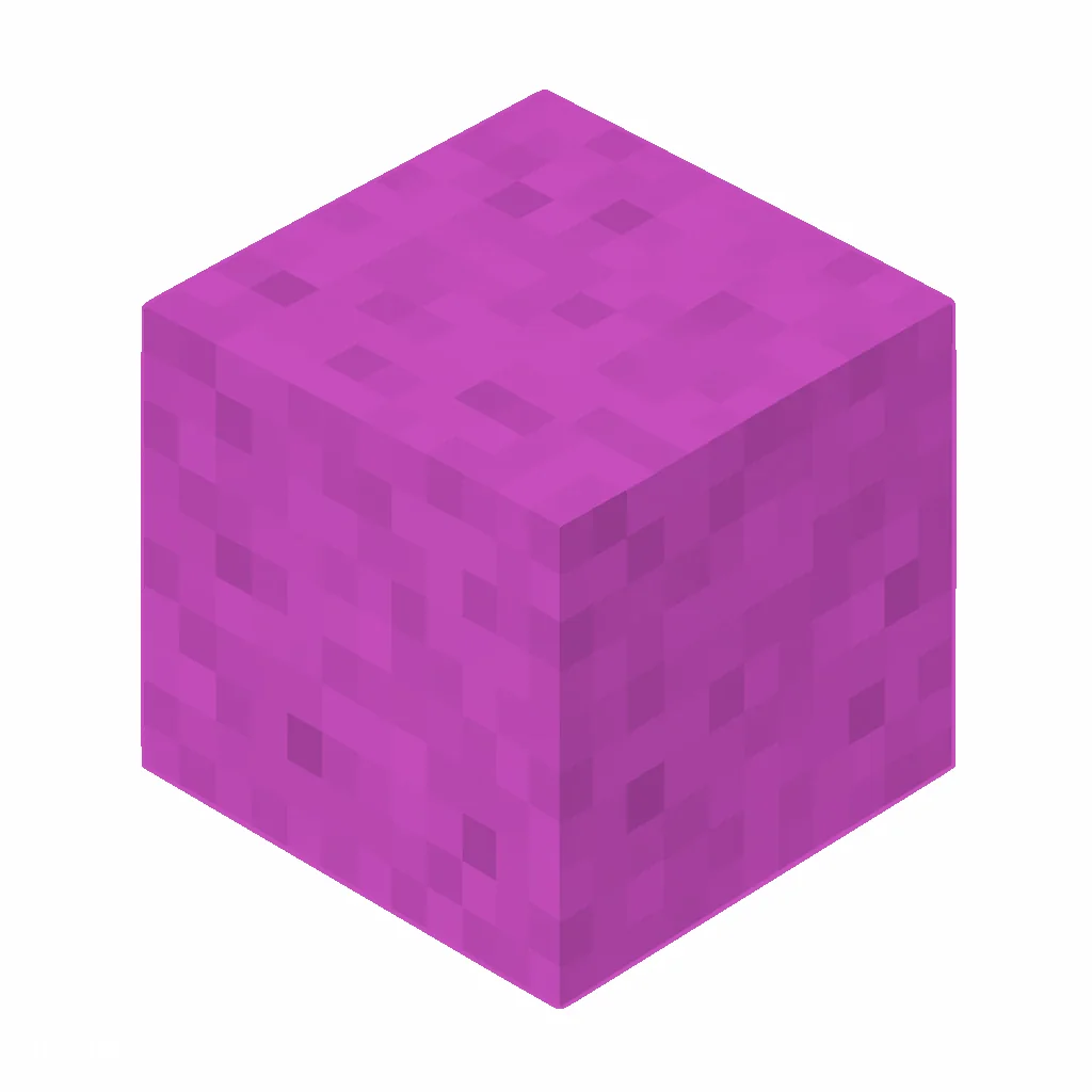Pixel art illustration of a magenta wool block with dense magenta wool fibers