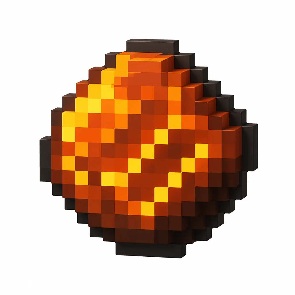 Pixel art illustration of a magma cream blob with glowing lava cracks