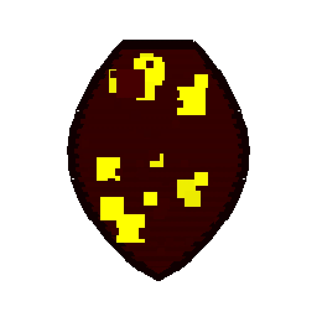 Pixel art illustration of a Magma Cube Spawn Egg with a two-tone speckled shell