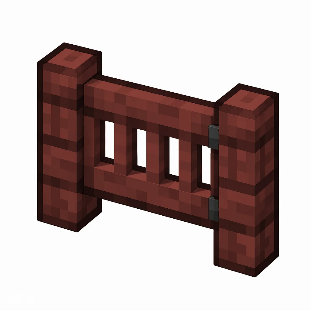 Pixel art illustration of a mangrove fence gate with a slatted swinging panel