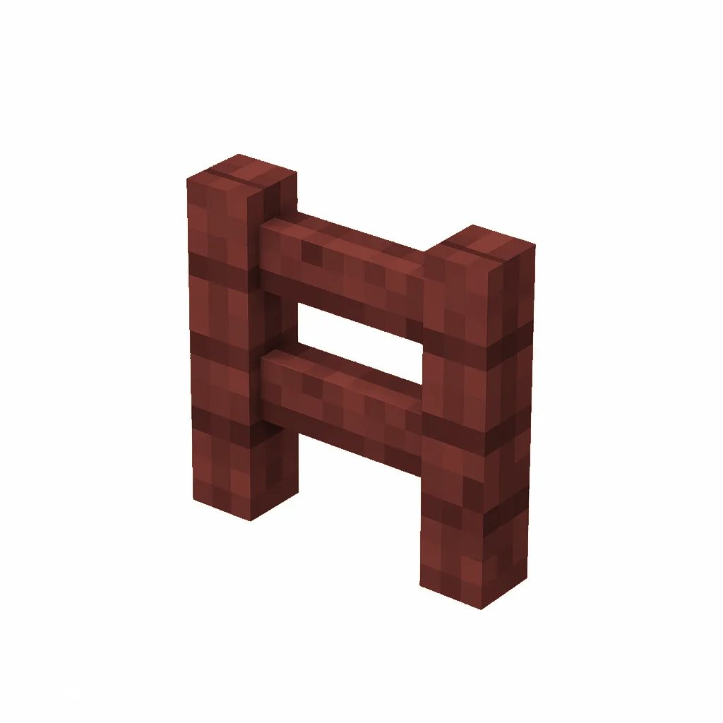 Pixel art illustration of a mangrove wooden fence with two posts and rails
