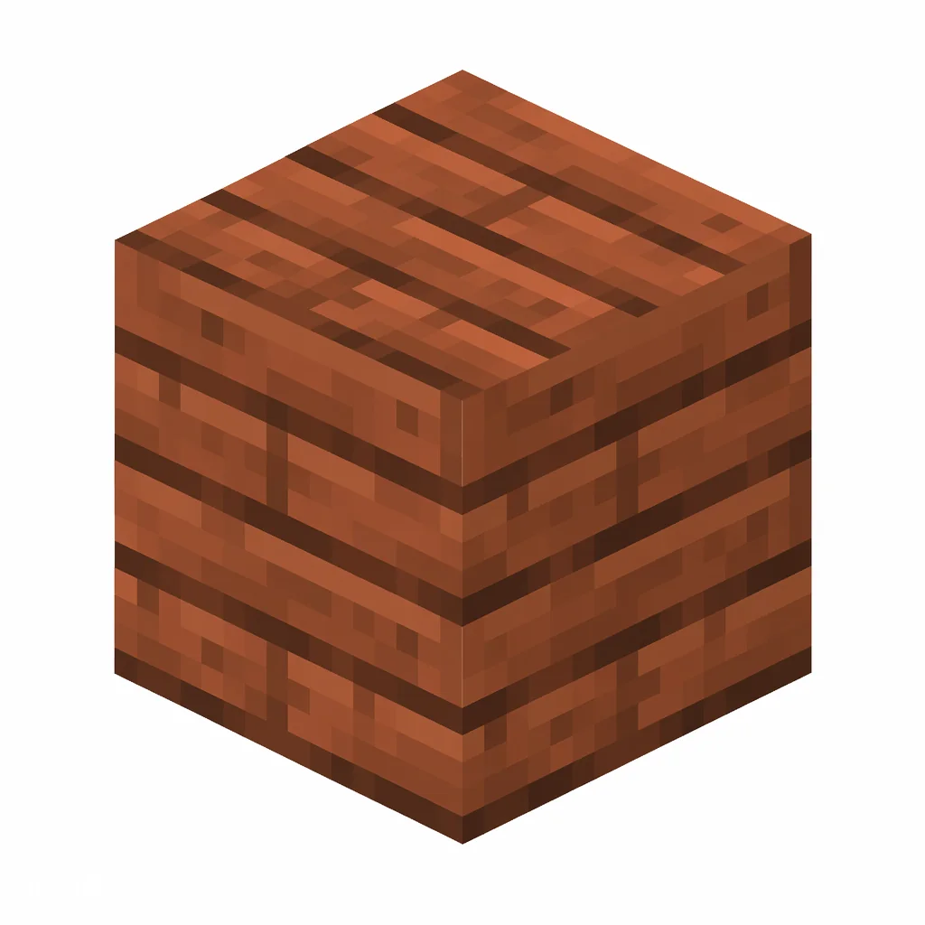 Pixel art illustration of a mangrove planks block with warm red-brown boards