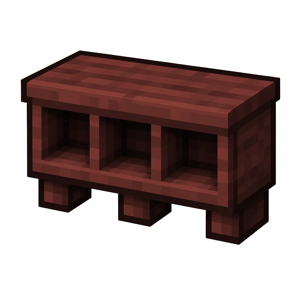 Pixel art illustration of a mangrove wall shelf with three display cubbies