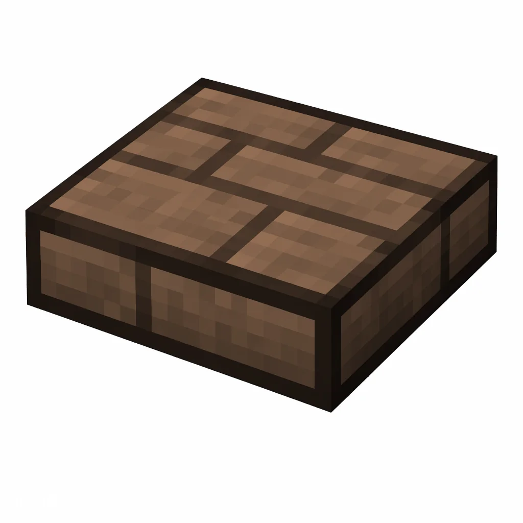 Pixel art illustration of a mud brick slab, a half-height flat block