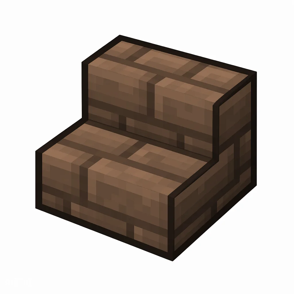 Pixel art illustration of a mud brick stairs, an L-shaped staircase block
