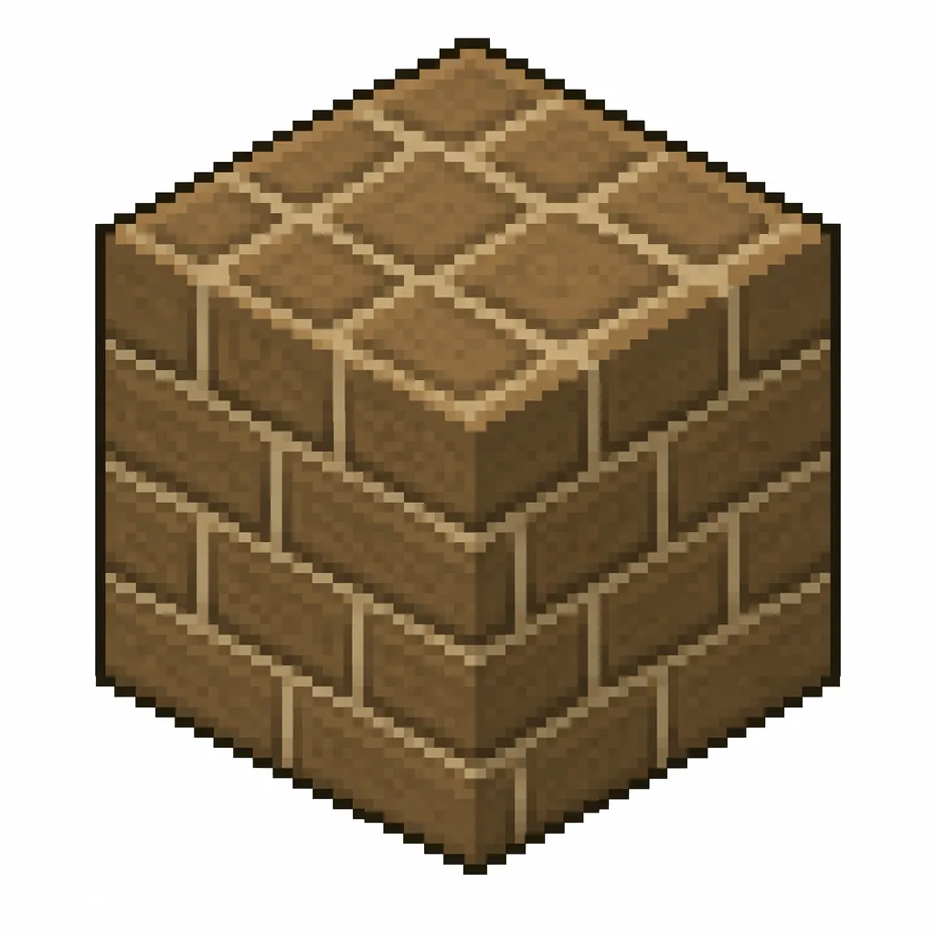 Pixel art illustration of a mud bricks in chunky voxel game style
