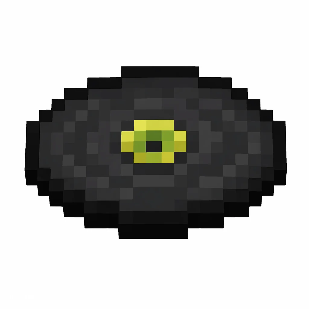 Pixel art illustration of a black music disc with a yellow-green center label